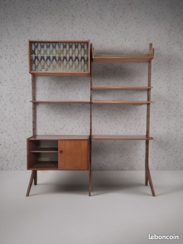 Bibliothèque double scandinave vintage en teck
