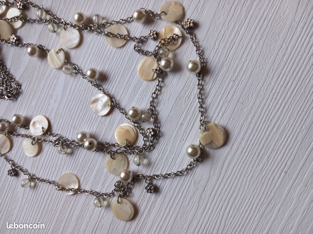 Collier Vintage Or à Deux Rangs De Perles De Nacre Rose - Ancien Et Patiné - Bijou Unique N°764