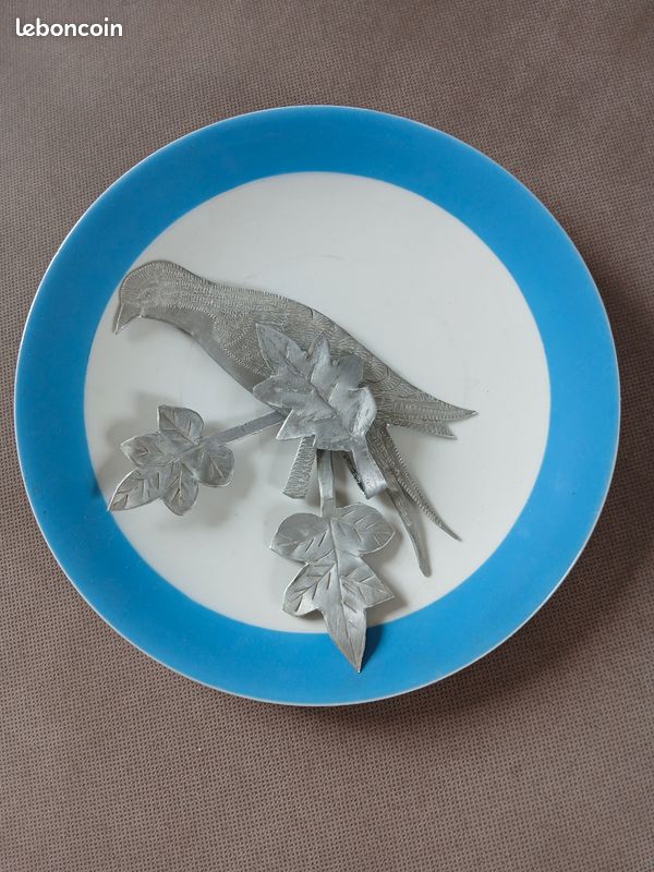Pichet, plat en grès bleu, soliflore et assiette (image 5)