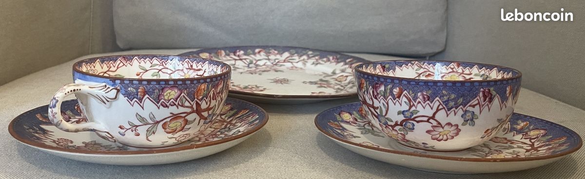 Lot de 2 tasses à thé Sarreguemines minton et 1 assiette à gâteau (image 2)