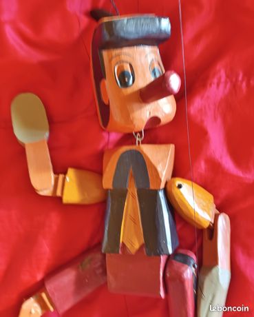 Tirelire Vintage Pinocchio En Bois – Nez Cassé – état D’usage
