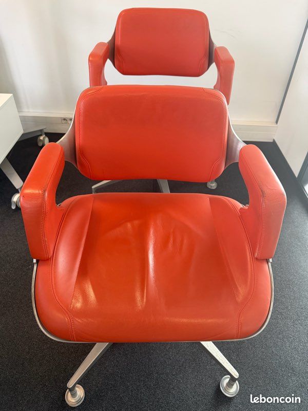 Lot de 5 chaises design Interstuhl – cuir orange – Made in Germany (image 4)