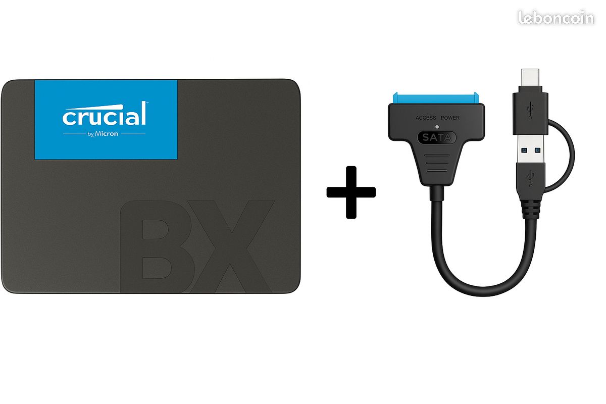 Crucial BX500 SSD 240 Go 2.5" + Cable SATA (image 1)