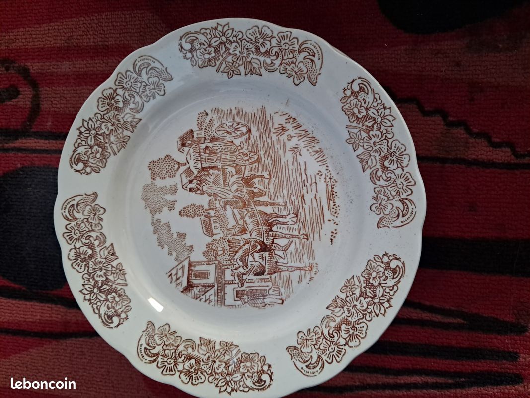 Assiette ancienne plate faïence (image 1)