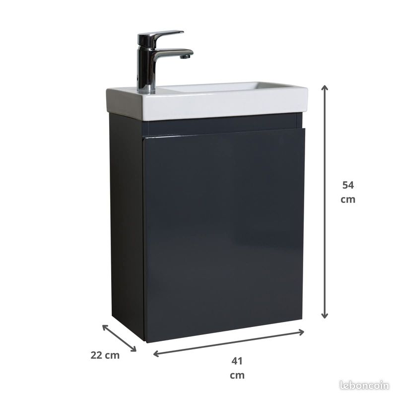 Meuble Lave-Mains Gris - Rangements - Design Moderne (image 3)