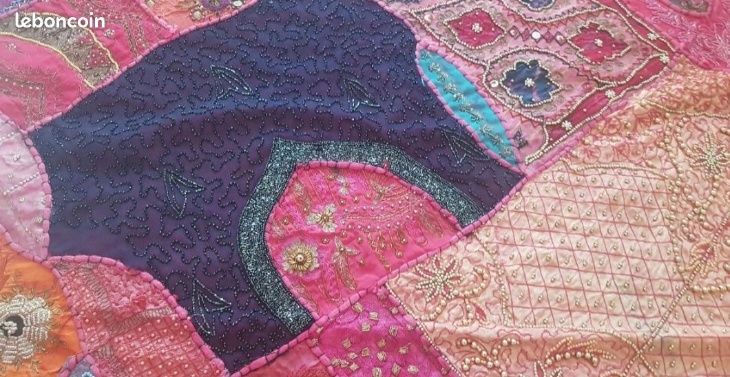 Tapisserie Patchwork Coton Inde Boho Patchwork – 72 X 52 Pouc, Coton, Style Tsigane Rajasthan – Occasion Excellent état Tapisserie Murale Vintage