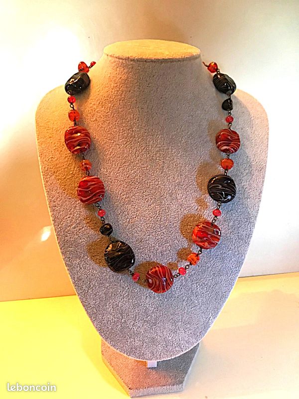 Collier Ancien En Verre Murano - Magnifique Pièce Multicolore, Occasion En Bon état