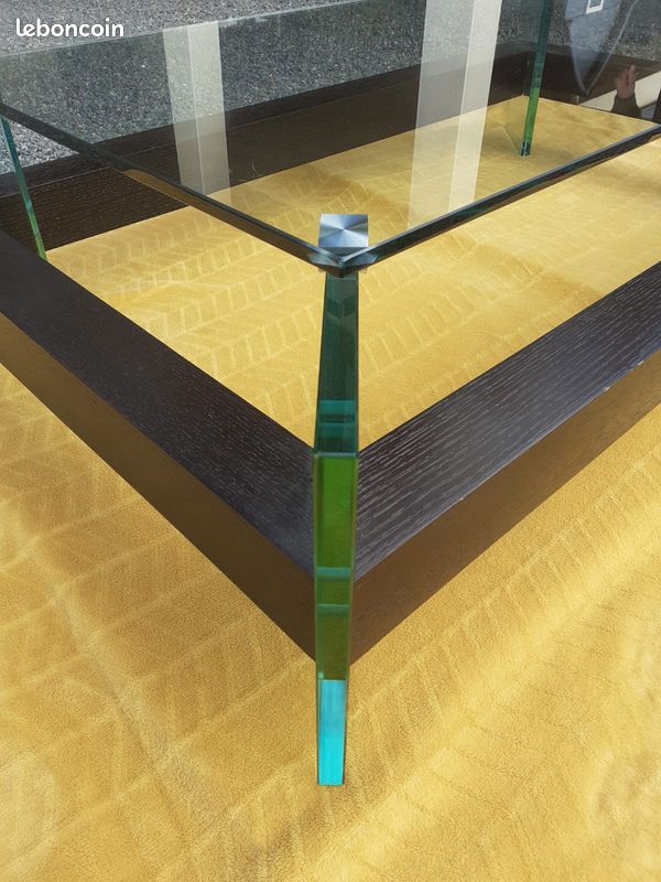Table basse verre / bois 130x0.80x0.32 (image 3)