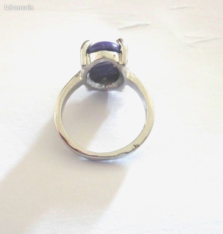 Trés belle bague en pierre gemme bleue ovale (image 9)