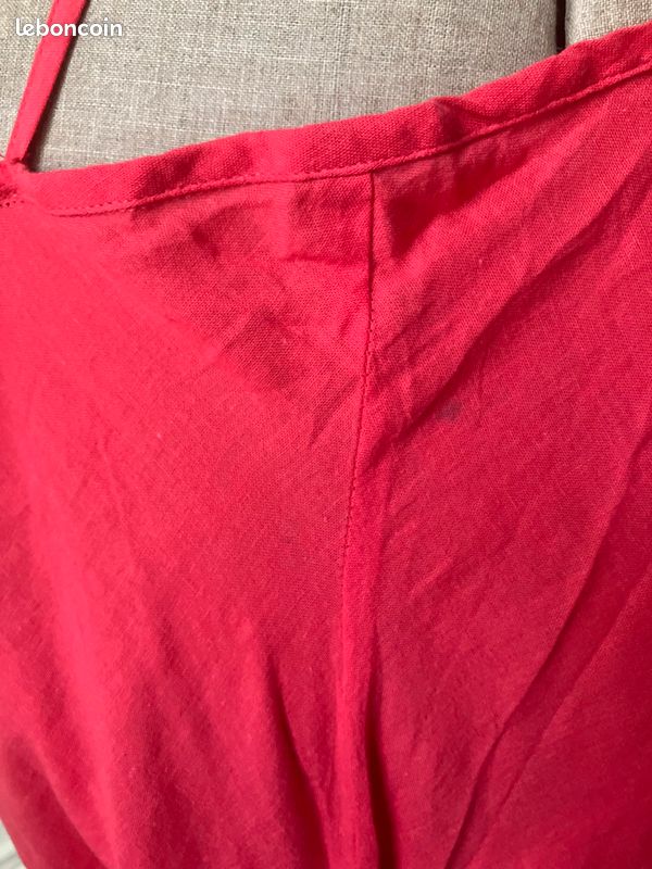 Robe longue rouge à fines bretelles taille L (image 7)