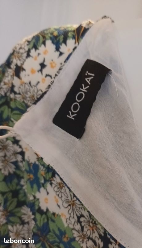 Robe Kookaï manches longues verte et blanche T36 (image 1)