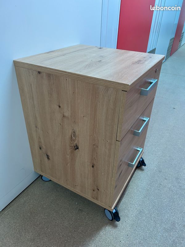 Commode 3 tiroirs à roulette sécurisée (clé) (image 5)