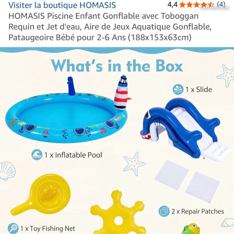 Jeu Piscine été Fête Enfants Toboggan Gonflable Aquatique Pour Piscine - Grand Toboggan Eau Extérieur Pour Enfants Et Fêtes 185x90x94cm