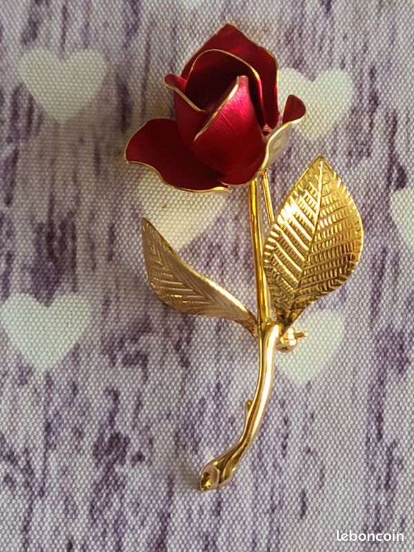 Broche Vintage Orchidée En émail Rose Sur Or - Signée CERRITO 1982, Occasion