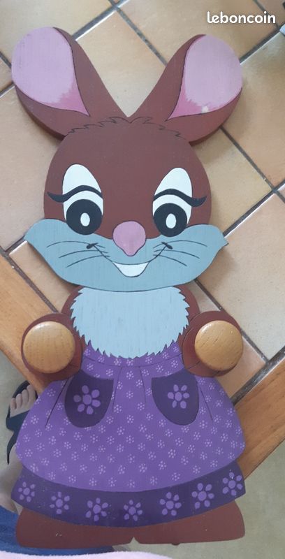 Porte-manteau lapin 2 patères pour chambre d'enfants (image 1)