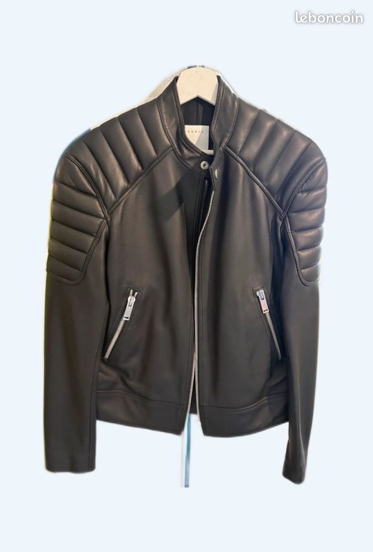 Veste en cuir Sandro homme NEUVE avec etiquettes- Valeur 1000