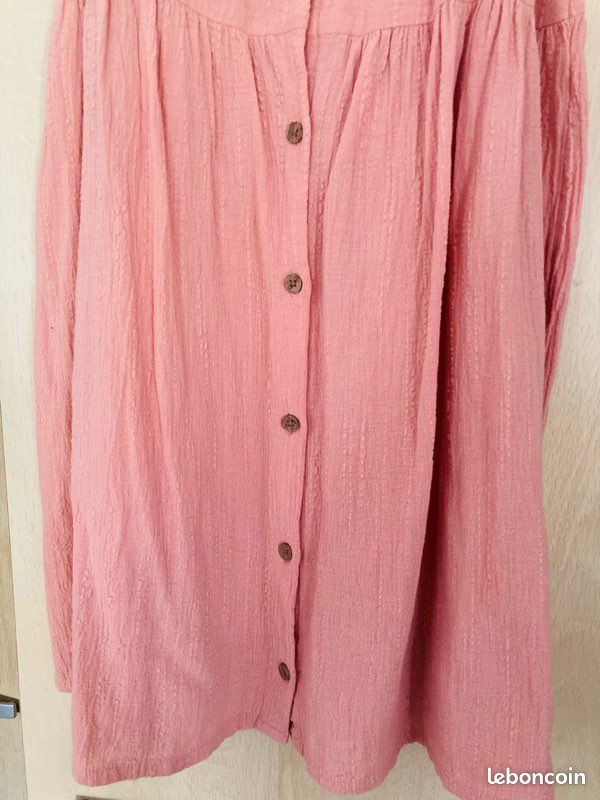 Robe à Capuche Fille H&M En Coton Rose Pâle - Taille 14+ Ans - Occasion Très Bon état