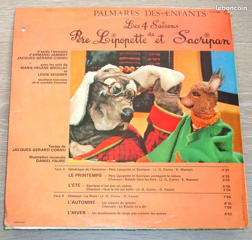 Marionnette à Main Sacripan - Père Lipopette - Orli Jouet - Antenne 2 - Neuf