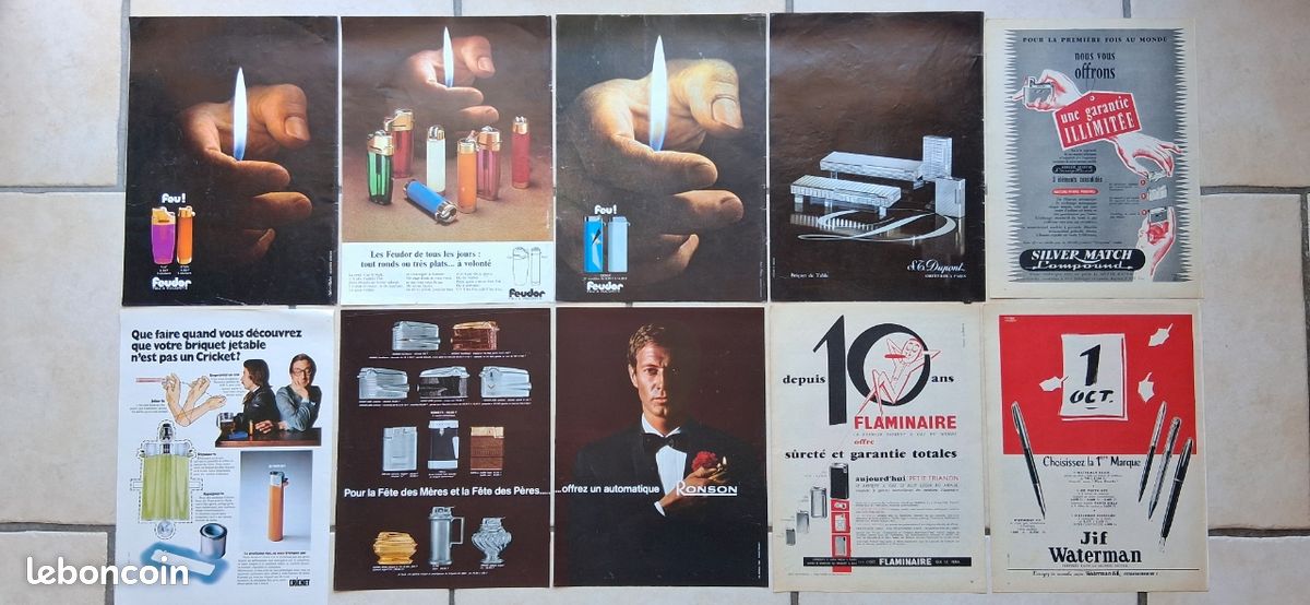 Lot 43 Publicités Magazines Briquets / Stylos / Montres / Lunettes /Fusils de Chasse Vintages 70/80 (image 3)