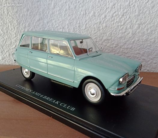 Miniature Citroën AMI-6 - Publicitaire BONUX - Bleue - Échelle 1/64 - Plastique - Occasion