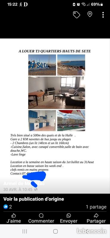 Appartement 3 pièces 65 m² · à Sète · 65 m² · 500 €/mois