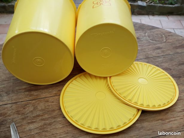 Boîte Tupperware Vintage Jaune – Soleil Fleur, Années 1970-80, Belgique