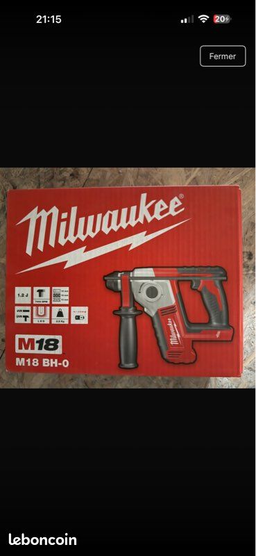 Perforateur Milwaukee 2612-20 M18 5/8 SDS+ - Neuf (image 3)