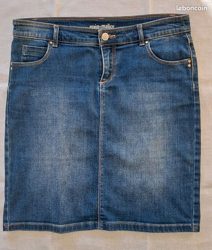 Jupe Crayon Noire Taille 38 Grain De Malice - En Coton, Longueur Genou, Occasion Très Bon état