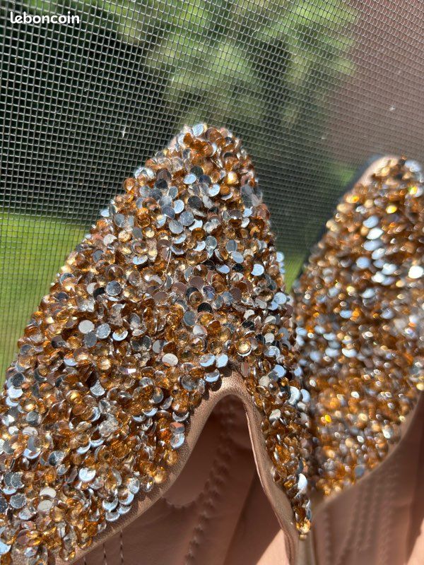Ballerines à paillettes et noeuds jaune or bébé fille | La Halle