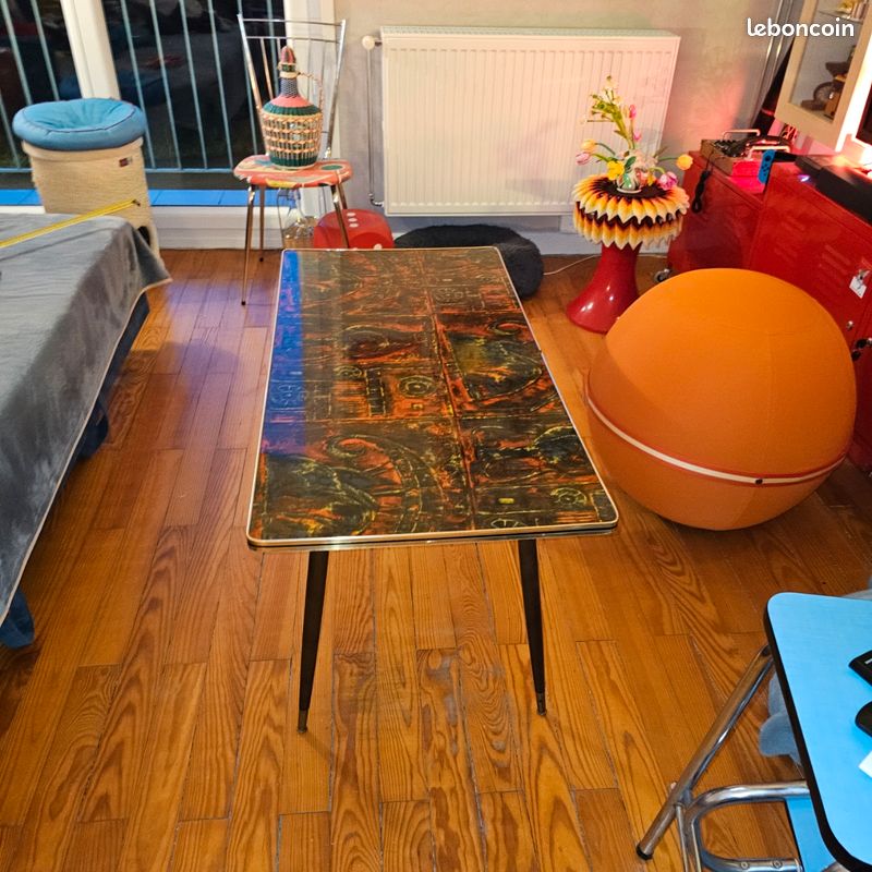 Table basse vintage année 60 pieds compas (image 9)