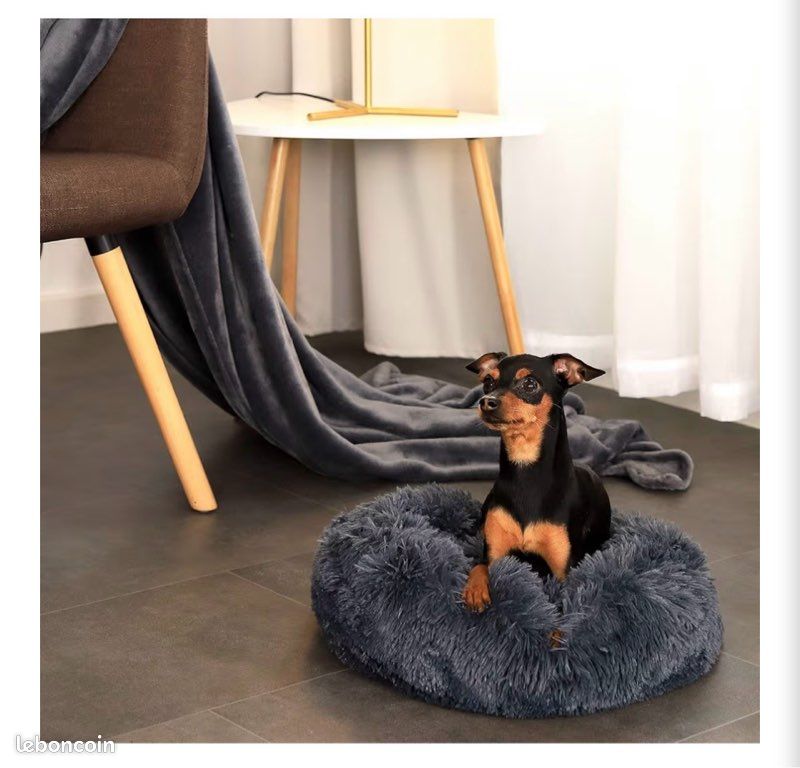 Panier Lit Donut pour Chien et Chat, S, 40 cm, Gris foncé (image 1)