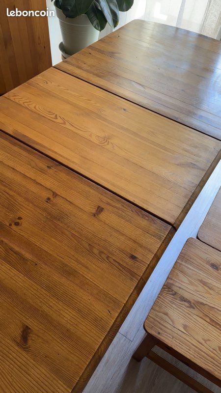 Table a manger extensible rallonges intégrées en bois mexicain + 4 chaises (image 13)