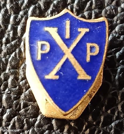 Ancien Insigne Boutonnière Catholique – Saint Pie X, Cœur Sacré – France