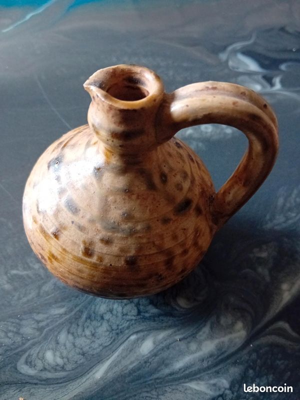 Vase Cruche en bois Vintage Signé J Perard fait main décoration