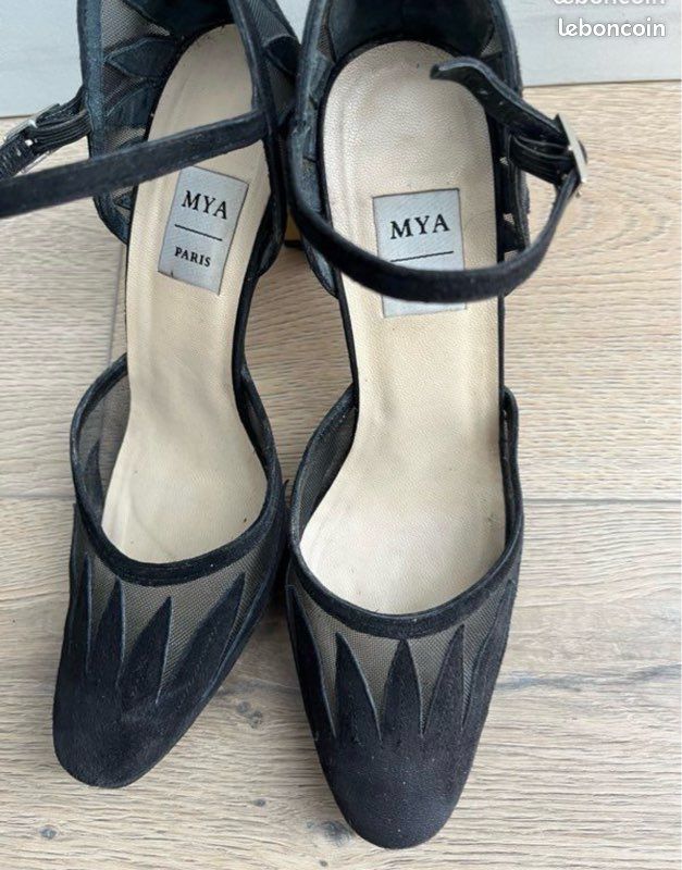 Escarpins Caramelo Tout Cuir Verni Noir Et Daim Gris - Taille 38, Talon Aiguille - État Neuf (jamais Portés)