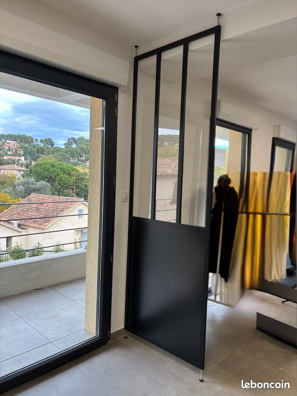 Cloison amovible 3-en-1 esprit atelier Axioma noire H.250 x l.80 cm (image 1)