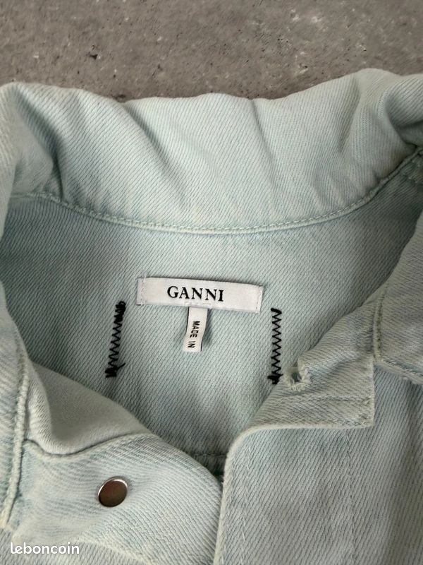 Robe combinaison en Jean Ganni L Femme - 40 bleu clair denim col chemise coton boutons pression (image 10)