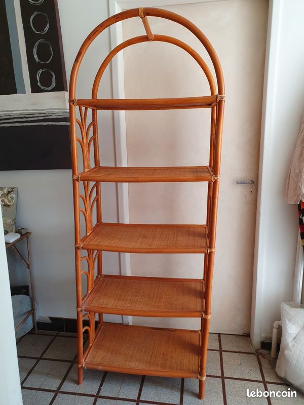 Jolie étagère vintage en bambou et rotin v (image 1)