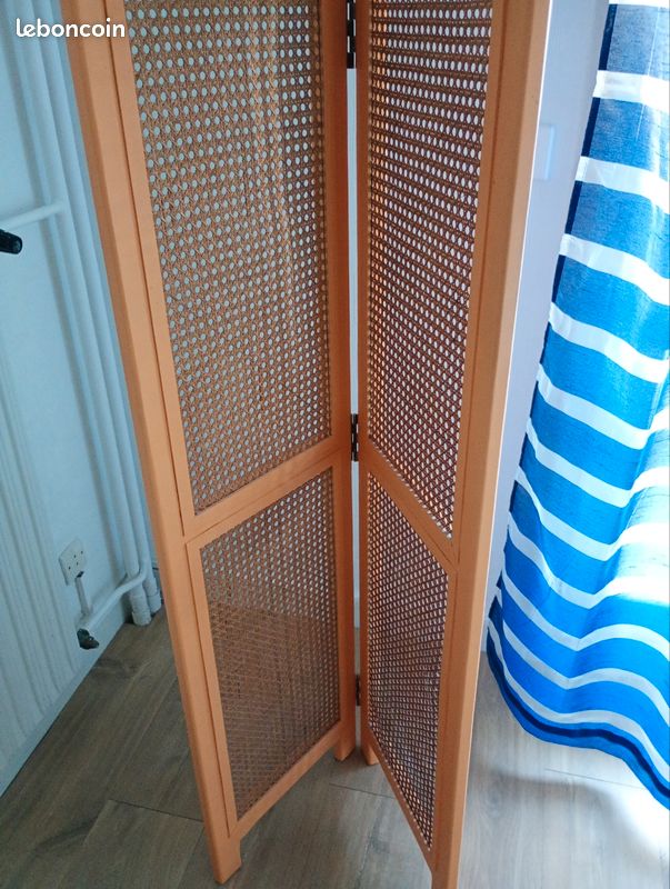 Joli Paravent vintage en rotin et cannage (image 10)