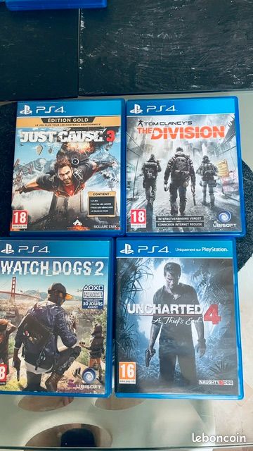 Jeux PS4 - à partir de 10 euros : Just Cause 3 - Uncharted 4 - Tom Clancy's - Watch dogs 2 (image 1)