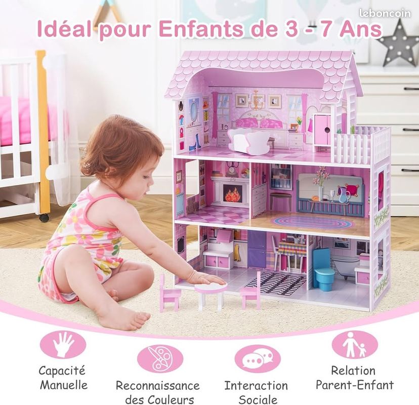LEONYS Maisons de poupée Maison de poupée Miniature avec Meubles, K LEONYS Maisons de poupée Maison de poupée Miniature avec Meubles, K