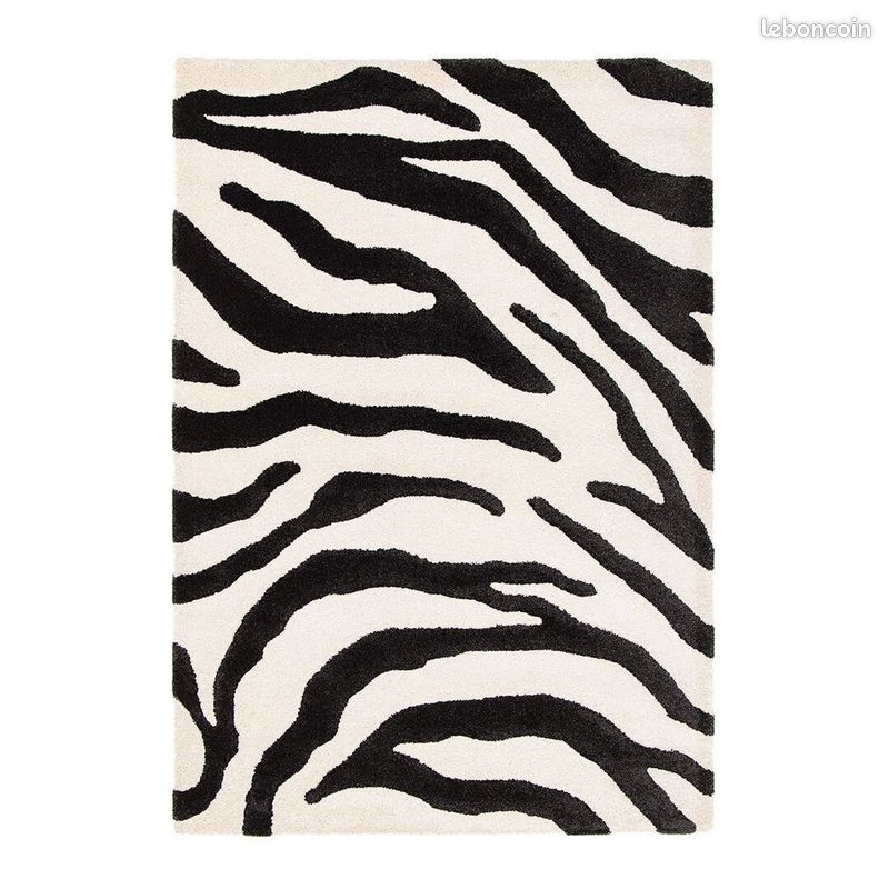 Tapis moderne motif zèbre rectangle Aloee Noir 120x170 (image 1)