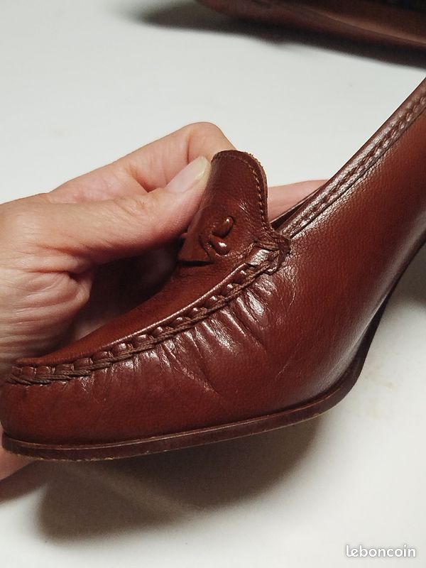 Escarpins trotteurs vintage cuir marron HIRICA Prestige - T36 - Made in France (image 11)