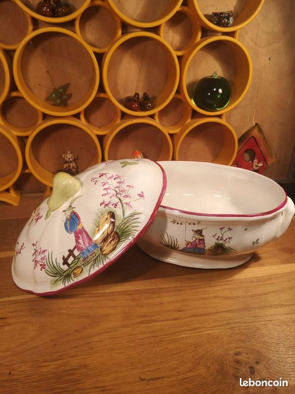 Soupière en Faïence Décor Chinoiseries Peint Main (image 4)