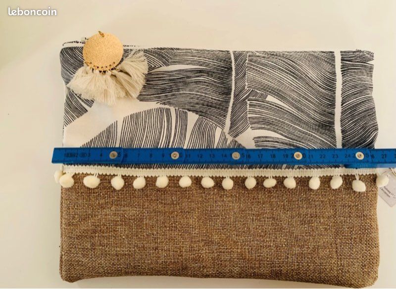 Pochette tissu et toile de jute pailletée (image 4)
