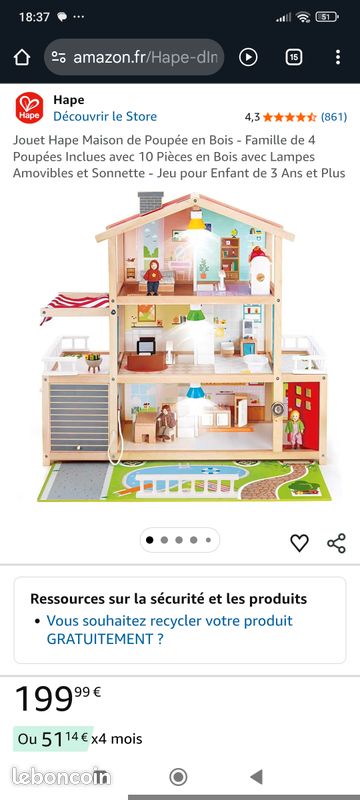 Maison de poupées en bois Hape TBE - Jeux & Jouets Maison de poupées en bois Hape TBE - Jeux & Jouets