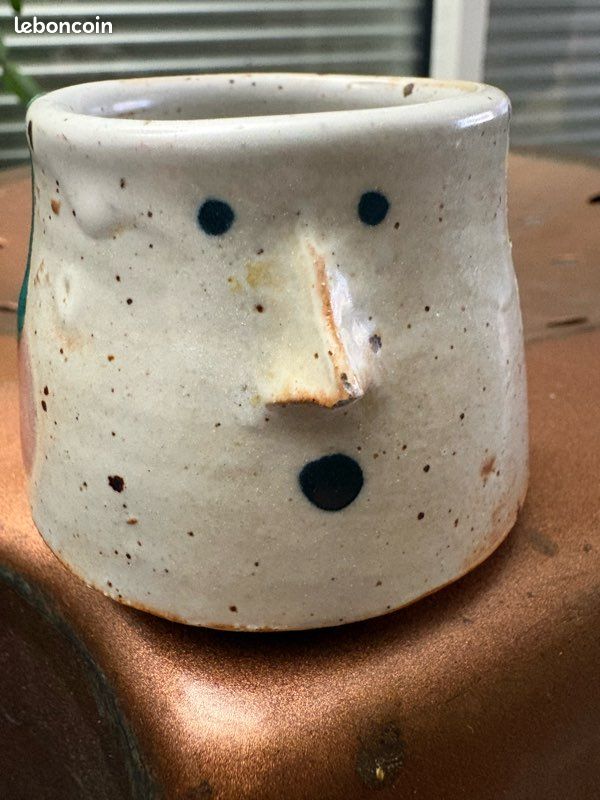 Petit Pot Visage en Grès Vintage - Céramique Artisanale Cerises - Années 70/80 (image 2)