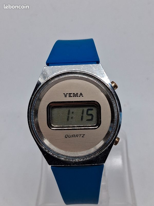 Montre Chronographe YEMA Vintage LCD Quartz - Années 70 - Boîtier Acier - Homme - Occasion
