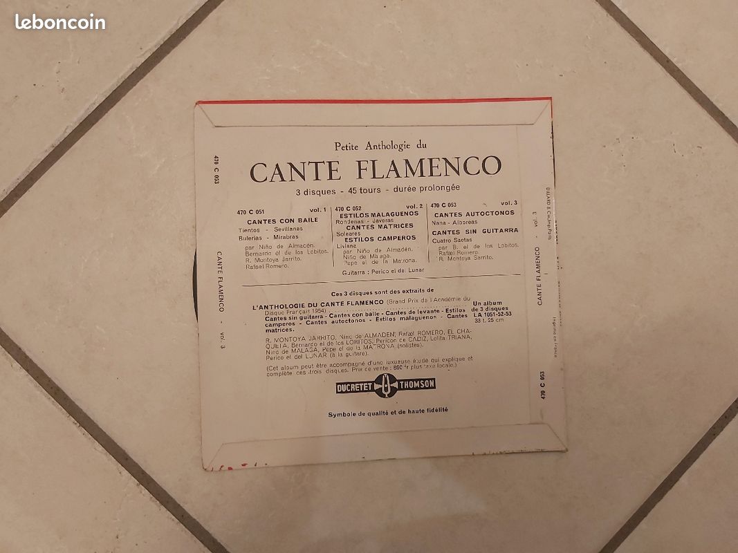 Disque 45 tours Anthologie du Cante Flamenco (image 2)