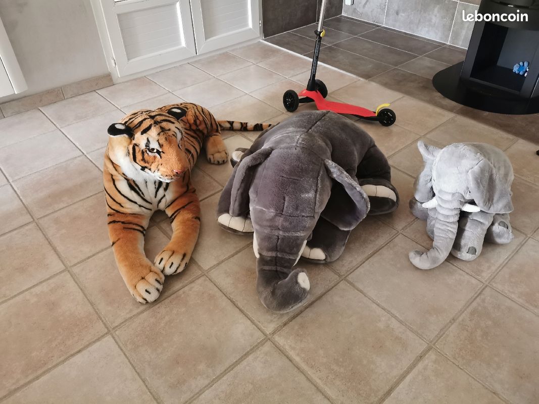 Grande peluche tigre et éléphants (image 2)
